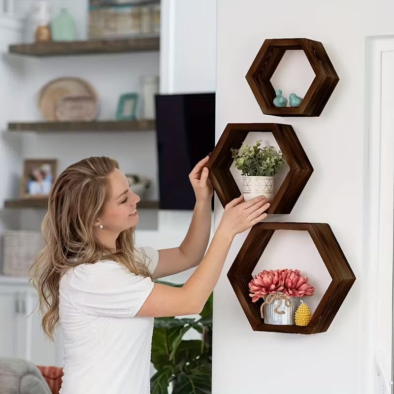 Hexagonale Wandregale (3 Stück)