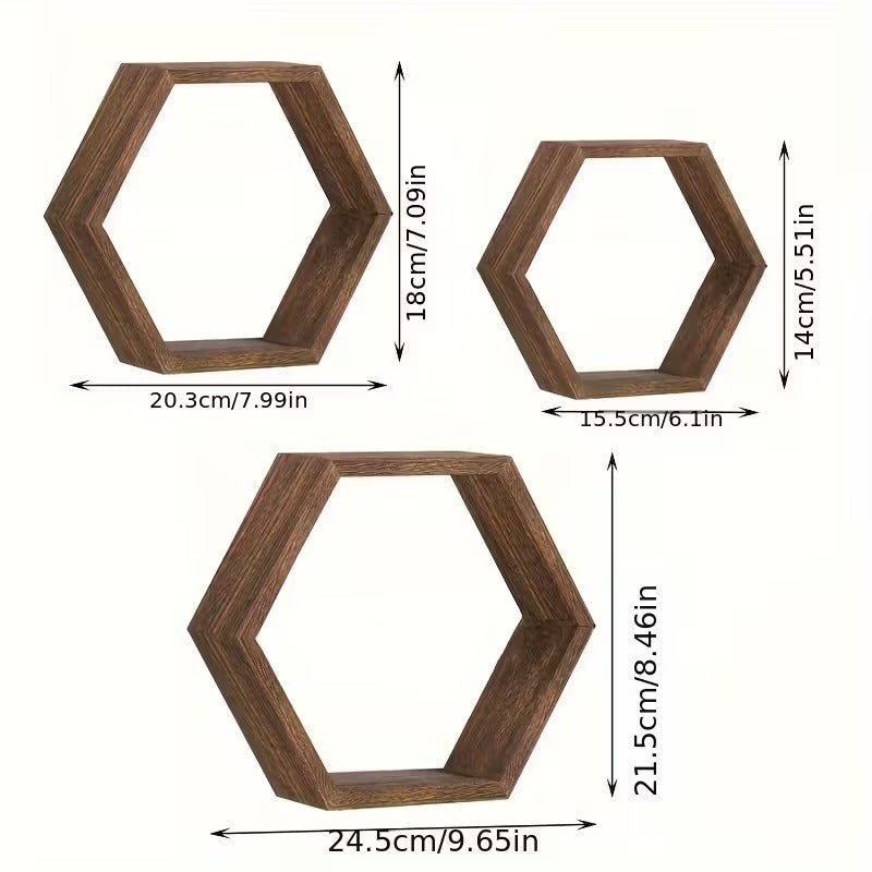 Hexagonale Wandregale (3 Stück)